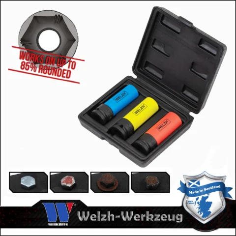 Légkulcsfej készlet 1/2" 3 db alufelnihez 17-19-21 mm Lok-Typ - Welzh