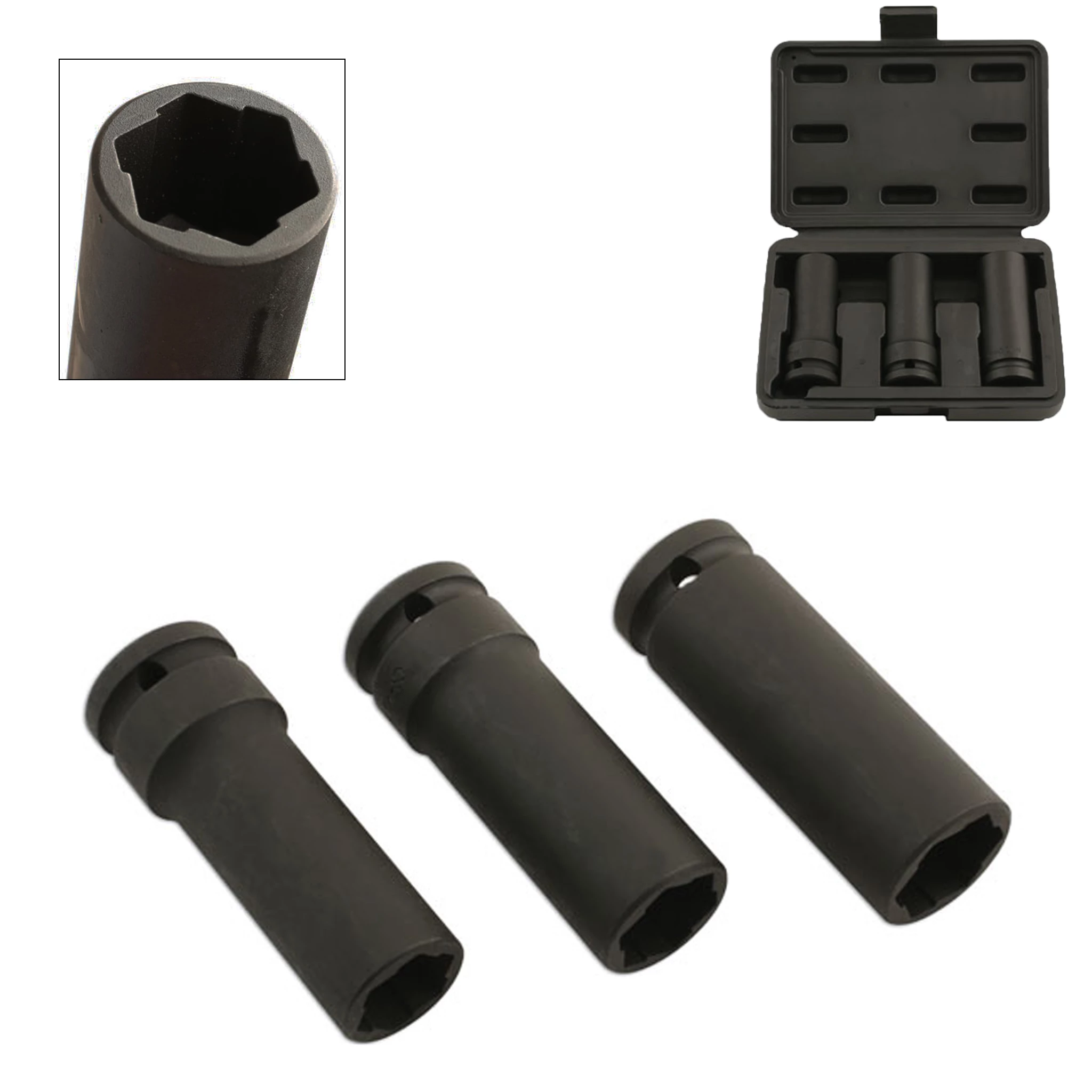 Sérült kerékcsavar kiszerelő készlet 1/2" 3 db speciális belső profil